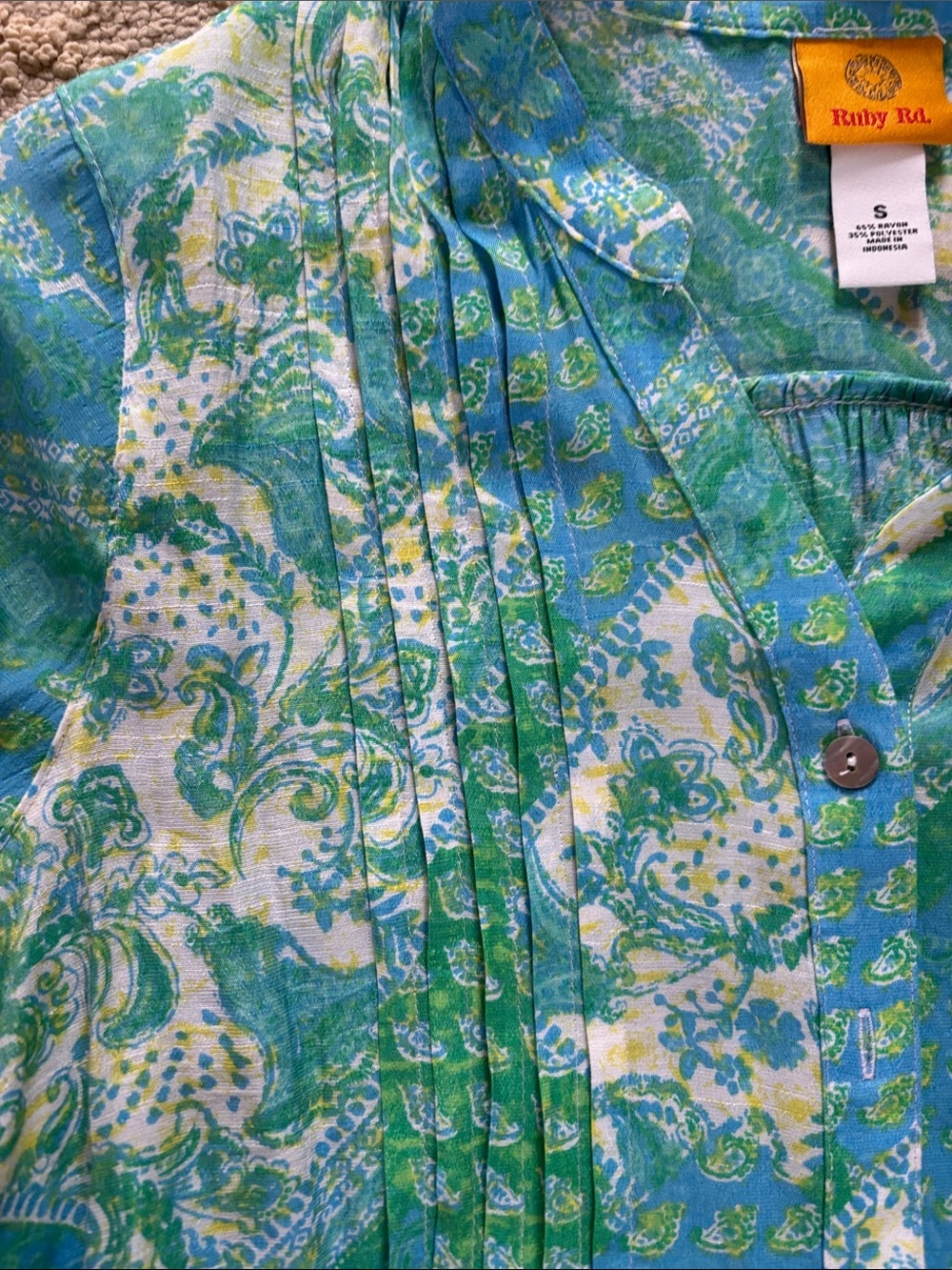 Ruby Rd Printed Button-Up Tunic Blouse - Picture 7 of 12